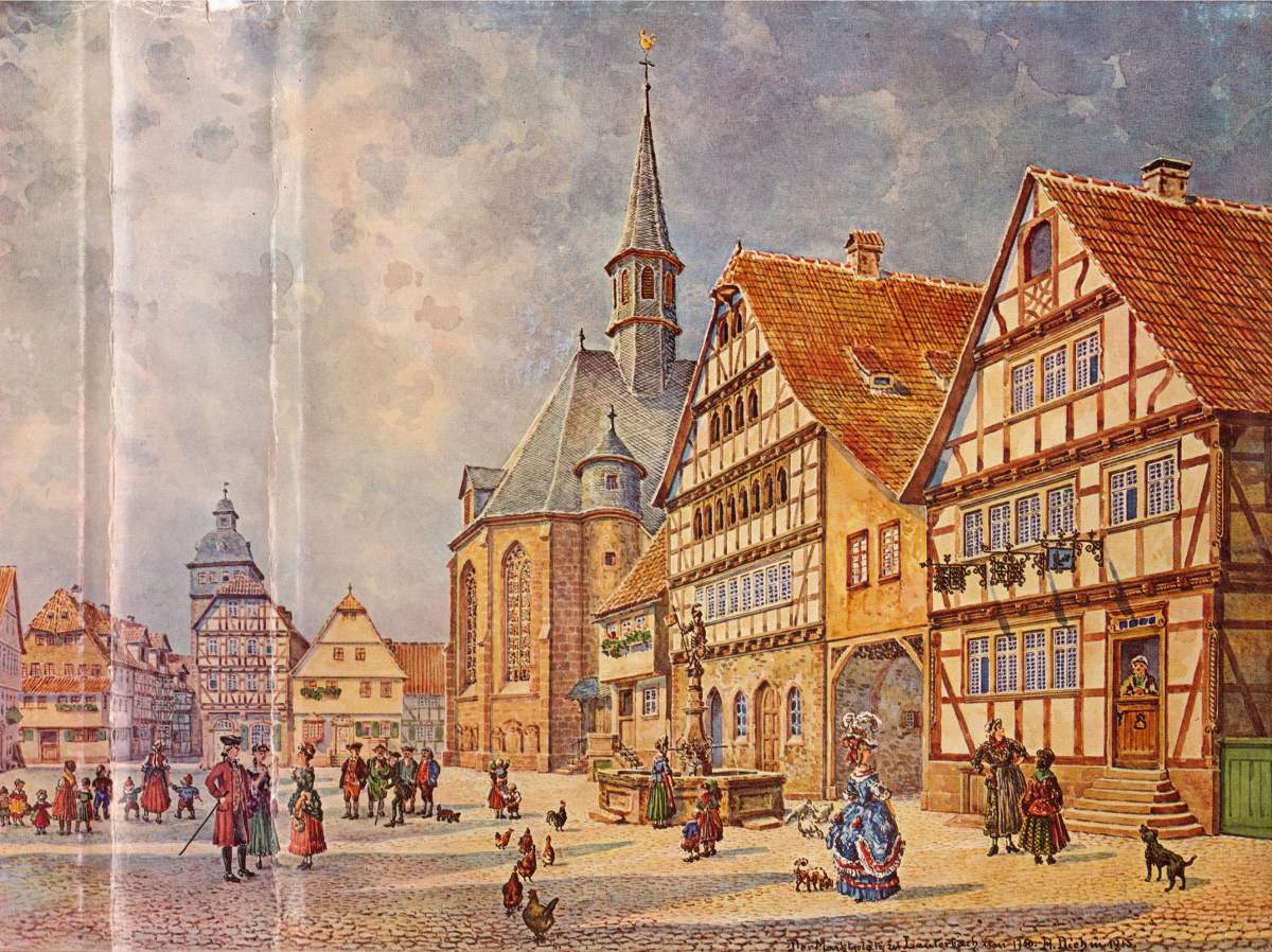 Marktplatz mit Vorgängerkirche